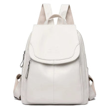 Diebstahlsicherer Lederrucksack – Reines Weiß