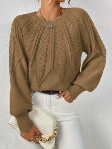 SAVINA – Strickweste mit floralem Muster – Braun