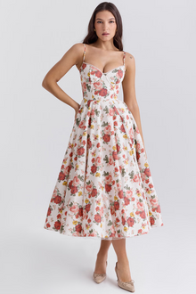 Ramona | Stilvolle A-line Kleid – Weiße Blumen
