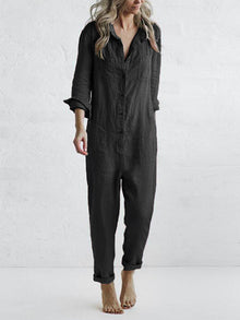 Langärmeliger Jumpsuit für Frauen – Schwarz