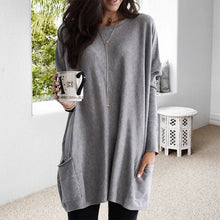 Katharina - Damen Pullover Taschen – Grau