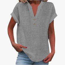 Damen Bluse mit V-Ausschnitt und kurzen Ärmeln – Grau