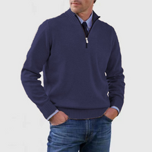 Herrenpullover mit halbem Reißverschluss – Marineblau