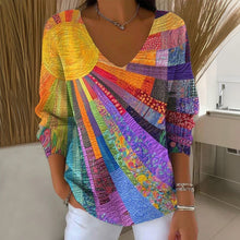 Retro Buntes Patchwork T-Shirt – Mehrfarbig