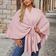 Veronika | Damen Oberteil im Cape-Stil mit Frontknoten – Rosa