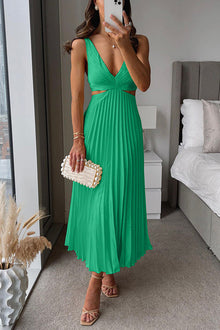 Elegantes Plissee Abendkleid Für Damen – Grün