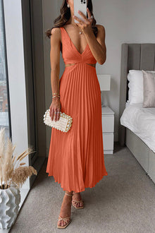 Elegantes Plissee Abendkleid Für Damen – Orange