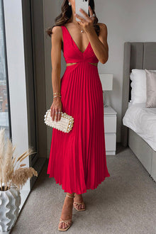 Satinessa™ – Damen Abendkleid Lang aus Edlem Falten Satin – Rot