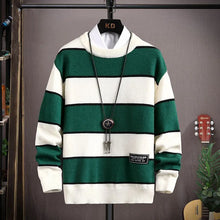 Pinet - Moderner Pullover Herren Weichgestrickt für Herbst und Winter Vielseitig und Gemütlich – Grün gestreift