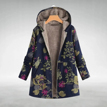 Gemütliche Patchwork-Kapuzenjacke für Frauen – Marineblau