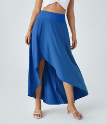 Natalia | Split Bequemer Rock – Helles Blau