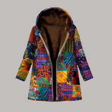 Gemütliche Patchwork-Kapuzenjacke für Frauen – Violett