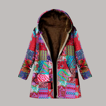 Gemütliche Patchwork-Kapuzenjacke für Frauen – Rosa