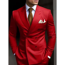 Zweireihiger Herren mit Sechs Knöpfen Hochzeitsgast Anzug | Elegant – Rot