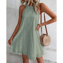 Elisa® | Elegantes weißes, hohles, kurzes Sommerkleid mit Aufdruck – Grün