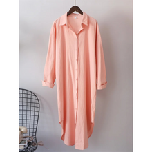 Elena – Blusenkleid mit langen Ärmeln und umgeschlagenem Kragen – Hell-Pink
