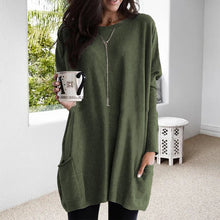 Katharina - Damen Pullover Taschen – Olivgrün