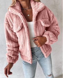 Teddy Damen Jacke Kurz | Kuschelig Stylisch – Rosa
