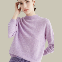 Monika | Damen Rollkragenpullover aus Merinowolle für den Winter – Jacquard Lila