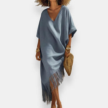 Taciana – Kaftan Kleid Mit Fransen – Blau