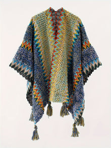 Briana - Decke Mit Quasten Und Streifenmuster Cape Reise Jacke – Hellgelb