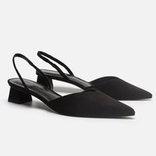 Damen Slingback Pumps mit kleinem Absatz – Schwarz