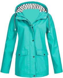 Damen nan wasserdichter Parka mit Kapuze, Kordelzug und aufgesetzten Taschen Drune – Tiffanyblau