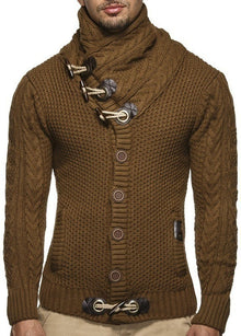 Herren Strapazierfähiger Strickpullover mit asymmetrischem Kragen Aliams – Braun