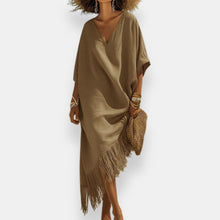 Taciana – Kaftan Kleid Mit Fransen – Braun