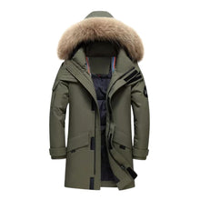 HARTIC - Pelzmantel mit Kapuze für Männer – Khaki