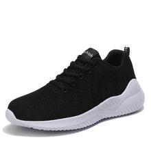 Damen Leichte Sport Sneakers mit Atmungsaktivem Strick-Obermaterial Fudus – Schwarz Weiß