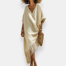 Taciana – Kaftan Kleid Mit Fransen – Aprikose
