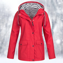 Carolin | Damen Jacke mit Kapuze, Reißverschluss und Fronttaschen – Rot
