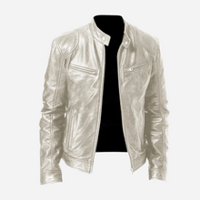 Dominic - Eine lässige Herren-Lederjacke mit schmaler Passform – Silber