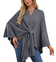 Liriane | Eleganter asymmetrischer Poncho – Dunkelgrau