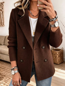 Winchell - Stylische Herbst Jacke Mit Gestrickten Ärmeln – Dunkelbraun