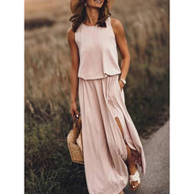 Ärmelloses Maxikleid | Fließender Stoff | Femininer Stil – Khaki