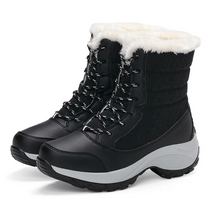 Wasserdichte Damen-Winterstiefel mit Kunstfellfutter – Warm, Rutschfest und Robust für kalte Tage – Schwarz