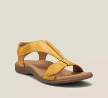 Damen Leder Sandalen mit Fußgewölbestütze für den Sommer – Gelb