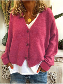 Strickjacke für Damen, Dicker Strick und lässiger Schnitt - Elvarine – Rose
