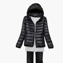 Ultraleichte Daunenjacke mit Kapuze für Damen – Schwarz