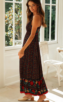 Molli™ – Damen Kleid mit Blumenmuster Fließender Schnitt und Bequemlichkeit – Schwarz