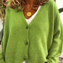 Birgit | Damen Freizeit-Strickjacke mit V-Ausschnitt und Knöpfen – Hellgrün