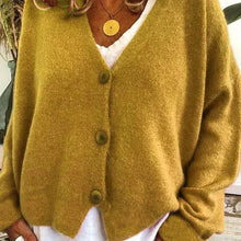 Birgit | Damen Freizeit-Strickjacke mit V-Ausschnitt und Knöpfen – Gelb