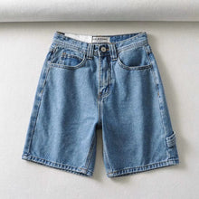 Damen High-Waist Shorts – Elegante Sommer-Shorts mit weitem Bein – Denim-Blau