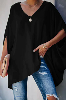 Lela - Elegante lockere Bluse für Frühling und Sommer – Schwarz