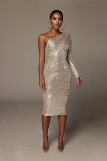 Elegantes Wickel-ABendkleid für Damen – Gold