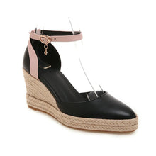 Damen Keilsandalen Jute Knöchelriemen Espadrille Stil - Adriana – Schwarz