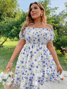 Kleid | mit Blumenmuster, Rüschen und Volants – Weiss
