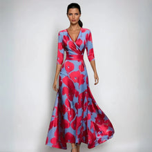 Emily™ | Elegantes Wickelkleid mit Blumenmuster – Rot/Blau